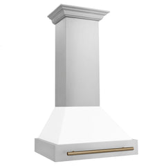 Range Hood, Autograph Edition, Wall Mount, 30 In., White Matte/Champagne Bronze
