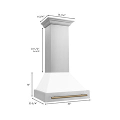 Range Hood, Autograph Edition, Wall Mount, 30 In., White Matte/Champagne Bronze