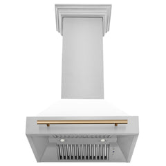 Range Hood, Autograph Edition, Wall Mount, 30 In., White Matte/Champagne Bronze