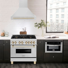 Range Hood, Autograph Edition, Wall Mount, 36 in., Stainless Steel and Polished Gold