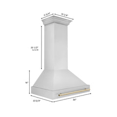 Range Hood, Autograph Edition, Wall Mount, 36 in., Stainless Steel and Polished Gold