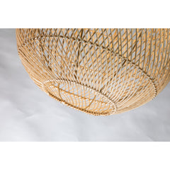 Rattan Pendant Light, 1-Light Teardrop Basket Shade with Antique Brass Finish