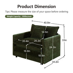 Reading Armchair, Green Chenille with Black Legs