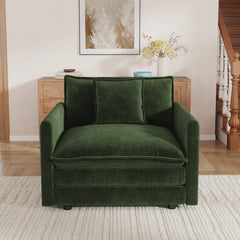 Reading Armchair, Green Chenille with Black Legs