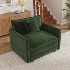 Reading Armchair, Green Chenille with Black Legs