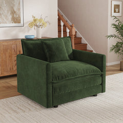 Reading Armchair, Green Chenille with Black Legs