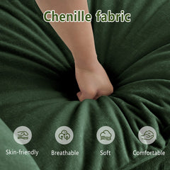 Reading Armchair, Green Chenille with Black Legs