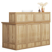 Reception Desk with Counter and Iron Frame in Oak Wood