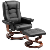Recliner Chair with Ottoman, Black Faux Leather