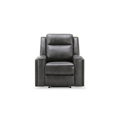 Recliner, Gray Leather with Black Metal Legs