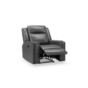 Recliner, Gray Leather with Black Metal Legs
