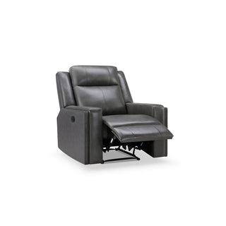 Recliner, Gray Leather with Black Metal Legs