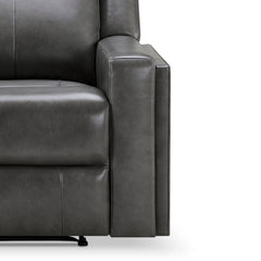 Recliner, Gray Leather with Black Metal Legs