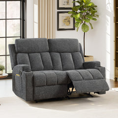 Recliner Loveseat with Cup Holders in Dark Gray Microfiber