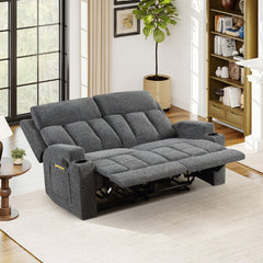 Recliner Loveseat with Cup Holders in Dark Gray Microfiber