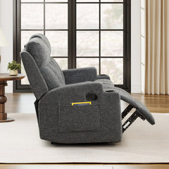 Recliner Loveseat with Cup Holders in Dark Gray Microfiber
