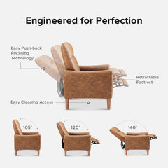 Recliner, Single Seat with Metal Frame, Brown