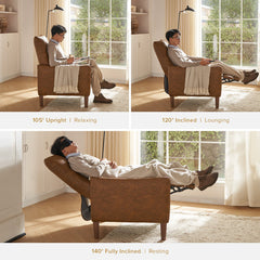 Recliner, Single Seat with Metal Frame, Brown