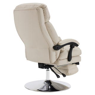 Reclining Spa Chair in Beige Faux Leather with Swivel Base