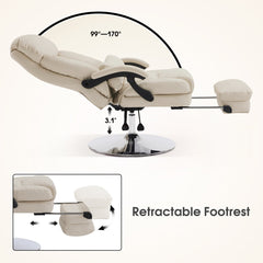 Reclining Spa Chair in Beige Faux Leather with Swivel Base