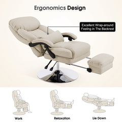 Reclining Spa Chair in Beige Faux Leather with Swivel Base