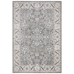 Rectangle Area Rug, 11 x 15 Ft in Gray and Ivory with Oriental Pattern