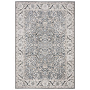 Rectangle Area Rug, 11 x 15 Ft in Gray and Ivory with Oriental Pattern