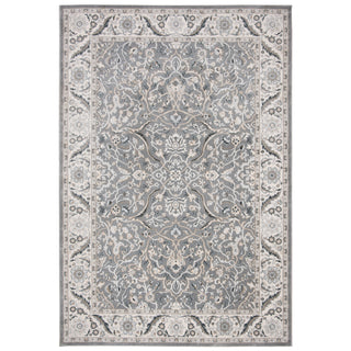 Rectangle Area Rug, 11 x 15 Ft in Gray and Ivory with Oriental Pattern