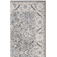 Rectangle Area Rug, 11 x 15 Ft in Gray and Ivory with Oriental Pattern