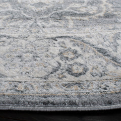 Rectangle Area Rug, 11 x 15 Ft in Gray and Ivory with Oriental Pattern