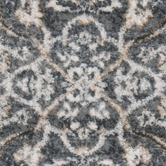 Rectangle Area Rug, 11 x 15 Ft in Gray and Ivory with Oriental Pattern
