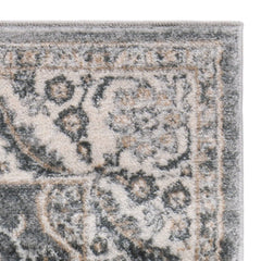 Rectangle Area Rug, 11 x 15 Ft in Gray and Ivory with Oriental Pattern