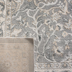 Rectangle Area Rug, 11 x 15 Ft in Gray and Ivory with Oriental Pattern