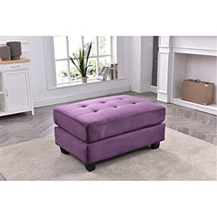 Rectangle Ottoman, 38 in W, Tufted with Microfiber Upholstery