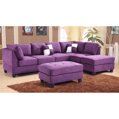 Rectangle Ottoman, 38 in W, Tufted with Microfiber Upholstery