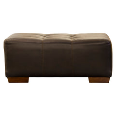 Rectangle Ottoman, 43 in Wide, Chocolate Faux Leather with Walnut Legs