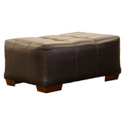 Rectangle Ottoman, 43 in Wide, Chocolate Faux Leather with Walnut Legs