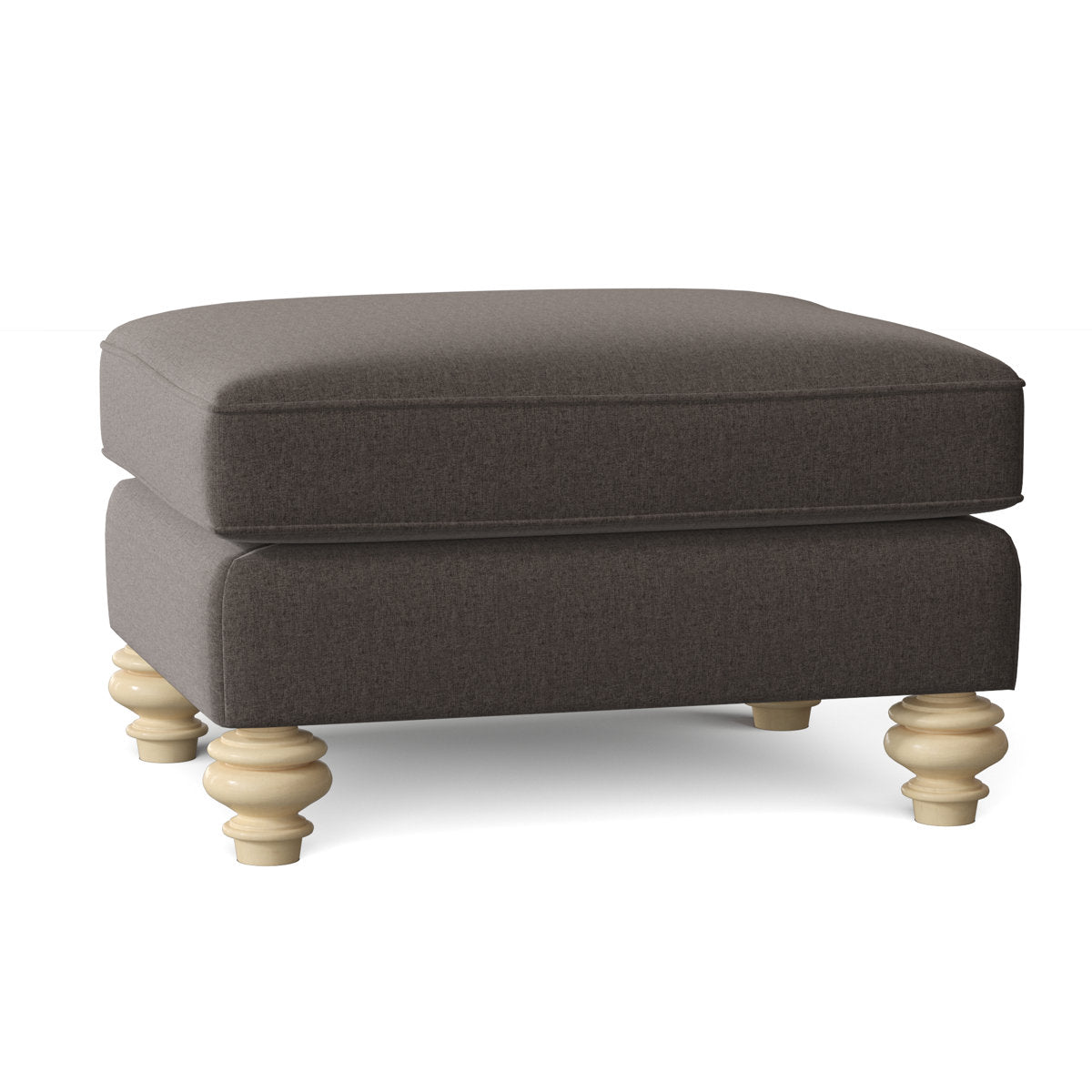 Rectangle Ottoman, Gray Twill with Wood Legs