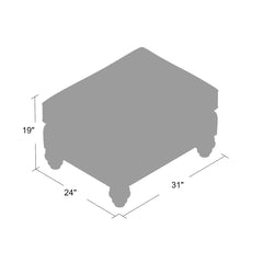 Rectangle Ottoman, Gray Twill with Wood Legs