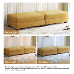 Rectangle Ottoman, Orange Corduroy with Walnut Brown Solid Wood Legs