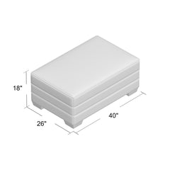 Rectangle Ottoman, Pewter Polyester Blend with Espresso Wood Legs