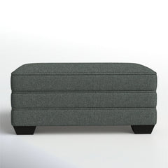Rectangle Ottoman, Pewter Polyester Blend with Espresso Wood Legs