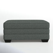 Rectangle Ottoman, Pewter Polyester Blend with Espresso Wood Legs
