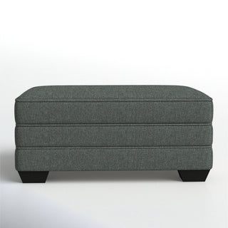 Rectangle Ottoman, Pewter Polyester Blend with Espresso Wood Legs