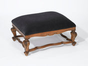Rectangle Ottoman, Velvet Upholstery in Walnut and Black