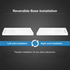 Rectangle Shower Base, Hidden Side Drain, Acrylic, 54 x 32 In, White