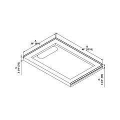 Rectangle Shower Base, Single Threshold, Acrylic, 48 x 36 In, White