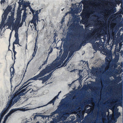 Rectangular Area Rug, 79 In x 114 In, Blue Abstract Polypropylene