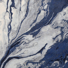 Rectangular Area Rug, 79 In x 114 In, Blue Abstract Polypropylene