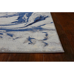 Rectangular Area Rug, 79 In x 114 In, Blue Abstract Polypropylene